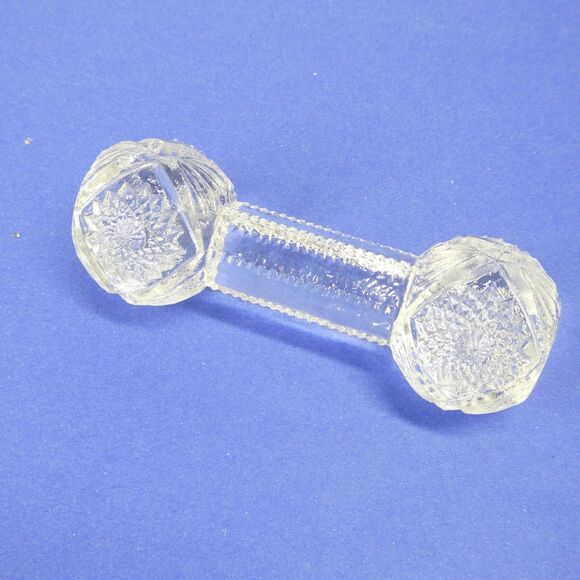 Knife Rest Clear Pressed Glass Antique Victorian Barbell - Picture 2 of 9
